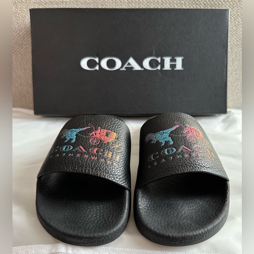 NIB. Coach slides. Black. Size 5